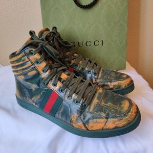 🔥🔥Men's Gucci Green Leather Hightop Sneakers
